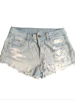 Vintage American Eagle Outfitters Light Blue Ripped Jean Shorts